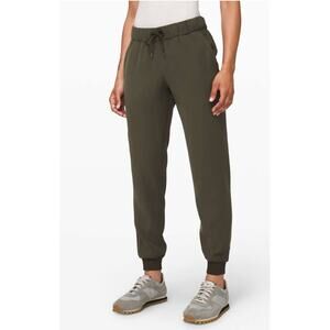 Lululemon On The Fly Drawstring Woven Jogger Dark Olive 4